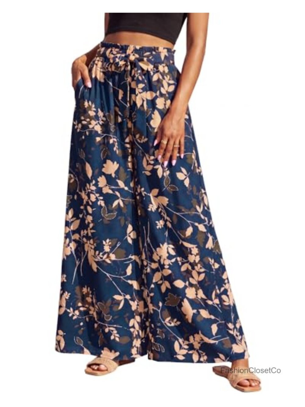 Women's Flowy Wide Leg Palazzo Pants, High Waisted Lightweight Pants with